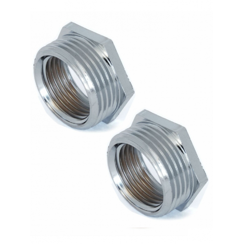 Chrome ¾" BSPT x ½" BSPP M/F Bush (Pair) - Traditional TRVS - Reducers and Decorators' Caps