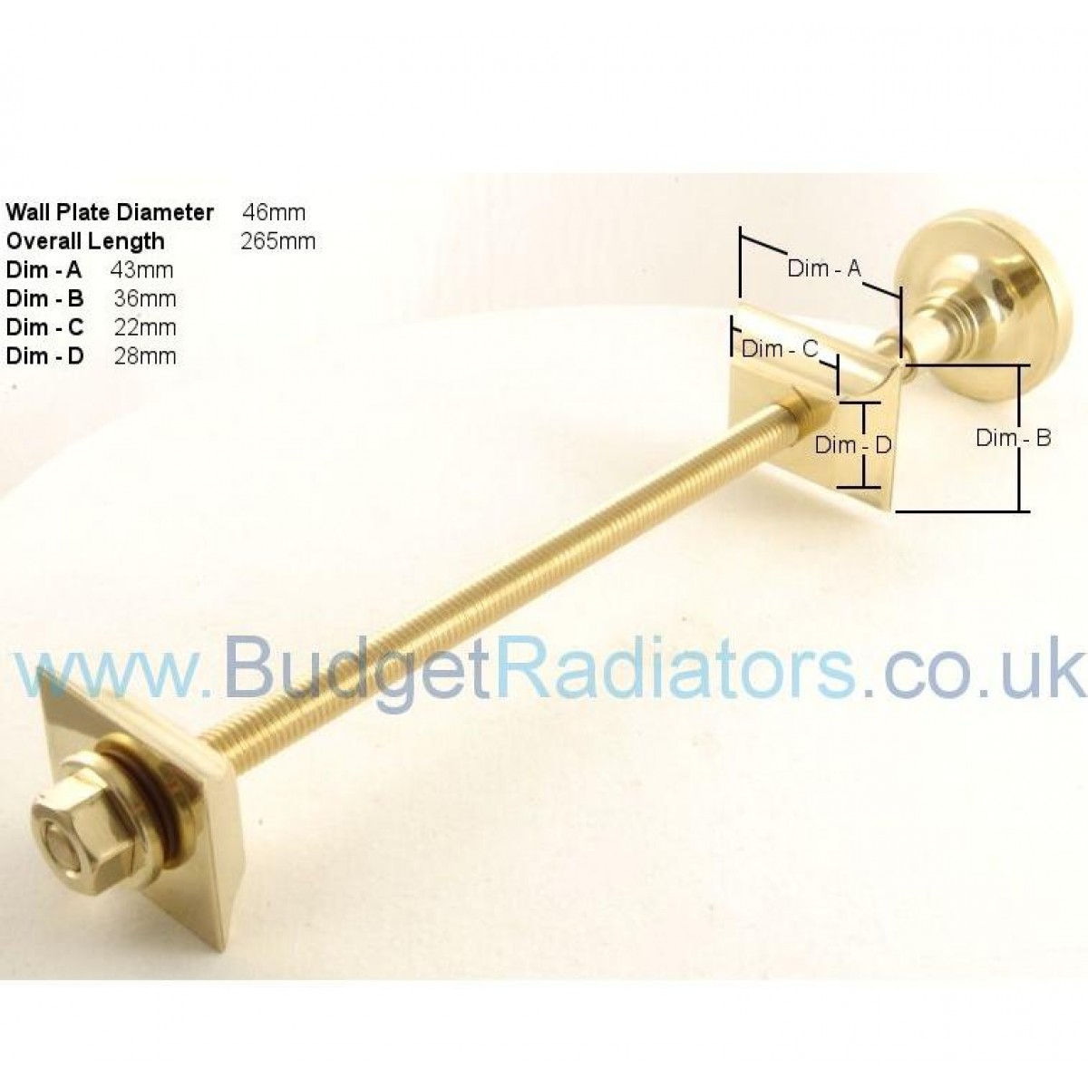 Cast Iron Radiator Luxury Wall Stay - Brass, Old English