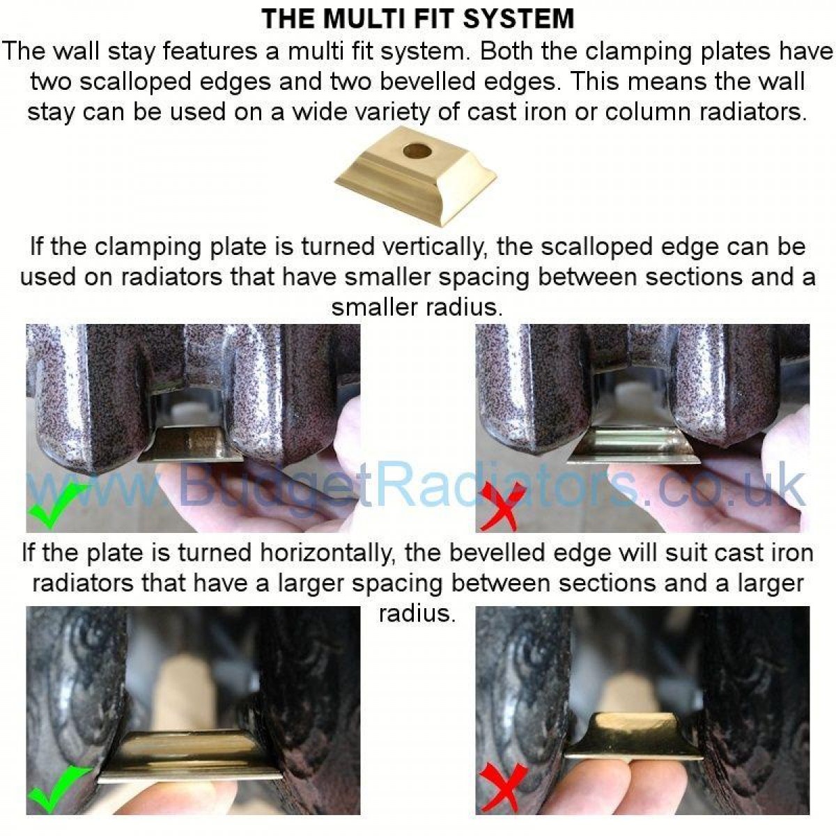 Cast Iron Radiator Luxury Wall Stay - Brass, Old English