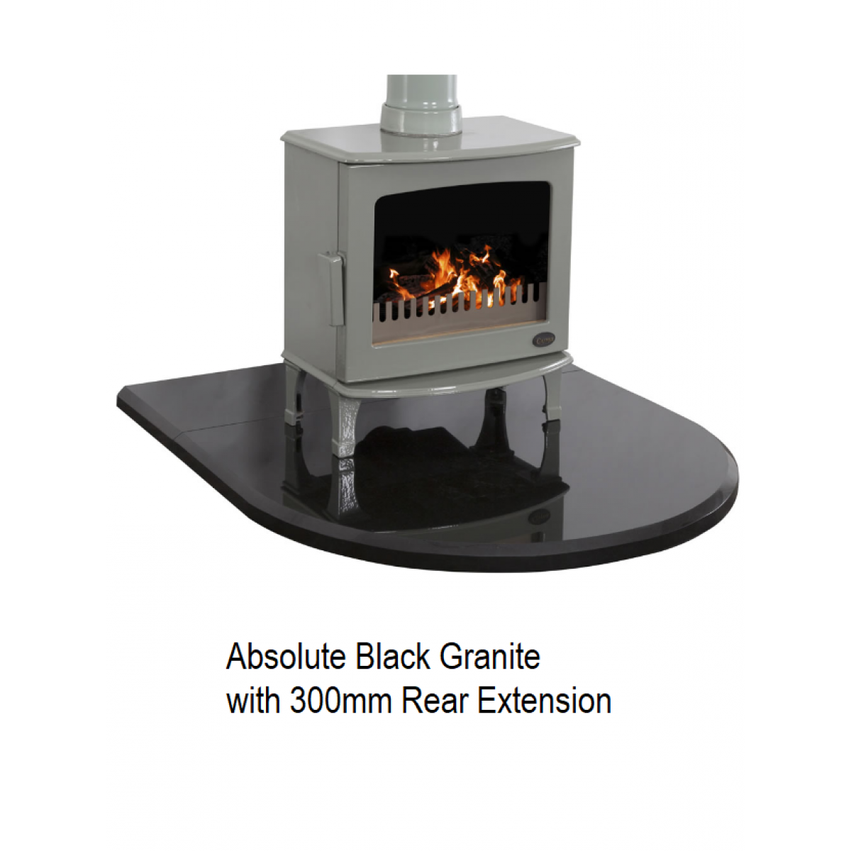 Black Granite Curved Stove Hearth 750 x 900mm
