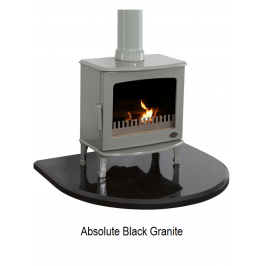 Black Granite Curved Stove Hearth 750 x 900mm