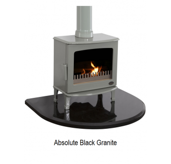 Black Granite Curved Stove Hearth 750 x 900mm