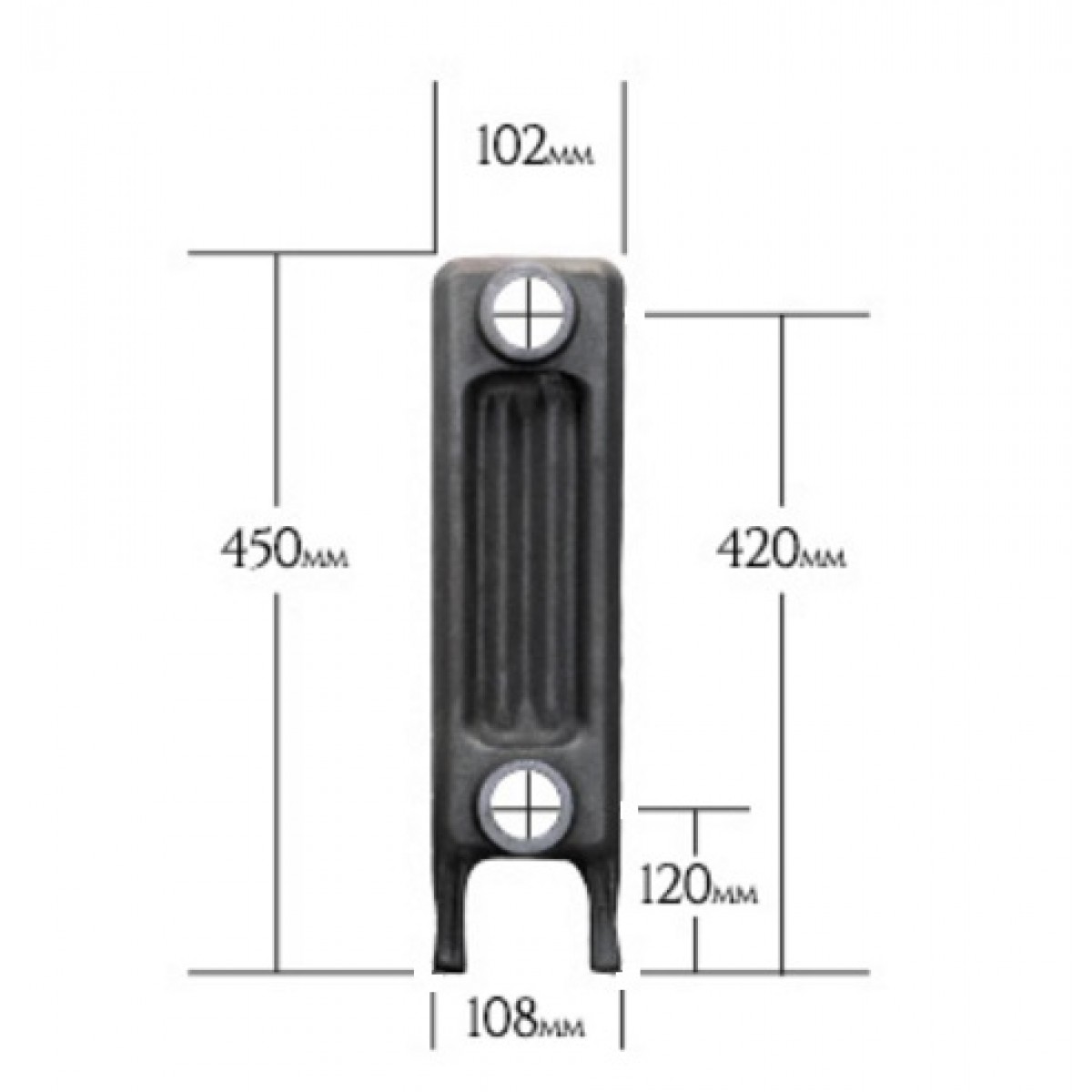 Edwardian 2 Cast Iron Radiator 450 High - 3 Section