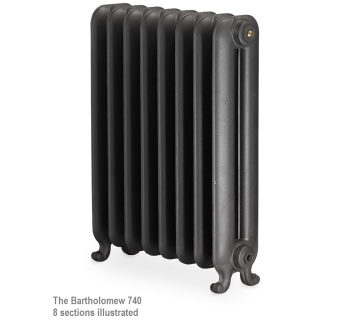 Bartholomew 740 Cast Iron Radiator - 8 Sections, 740 x 606mm
