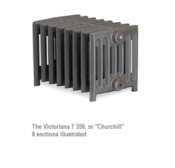 Victoriana 350 7 Column Cast Iron Radiator - 40 Section, 350 x 2522mm