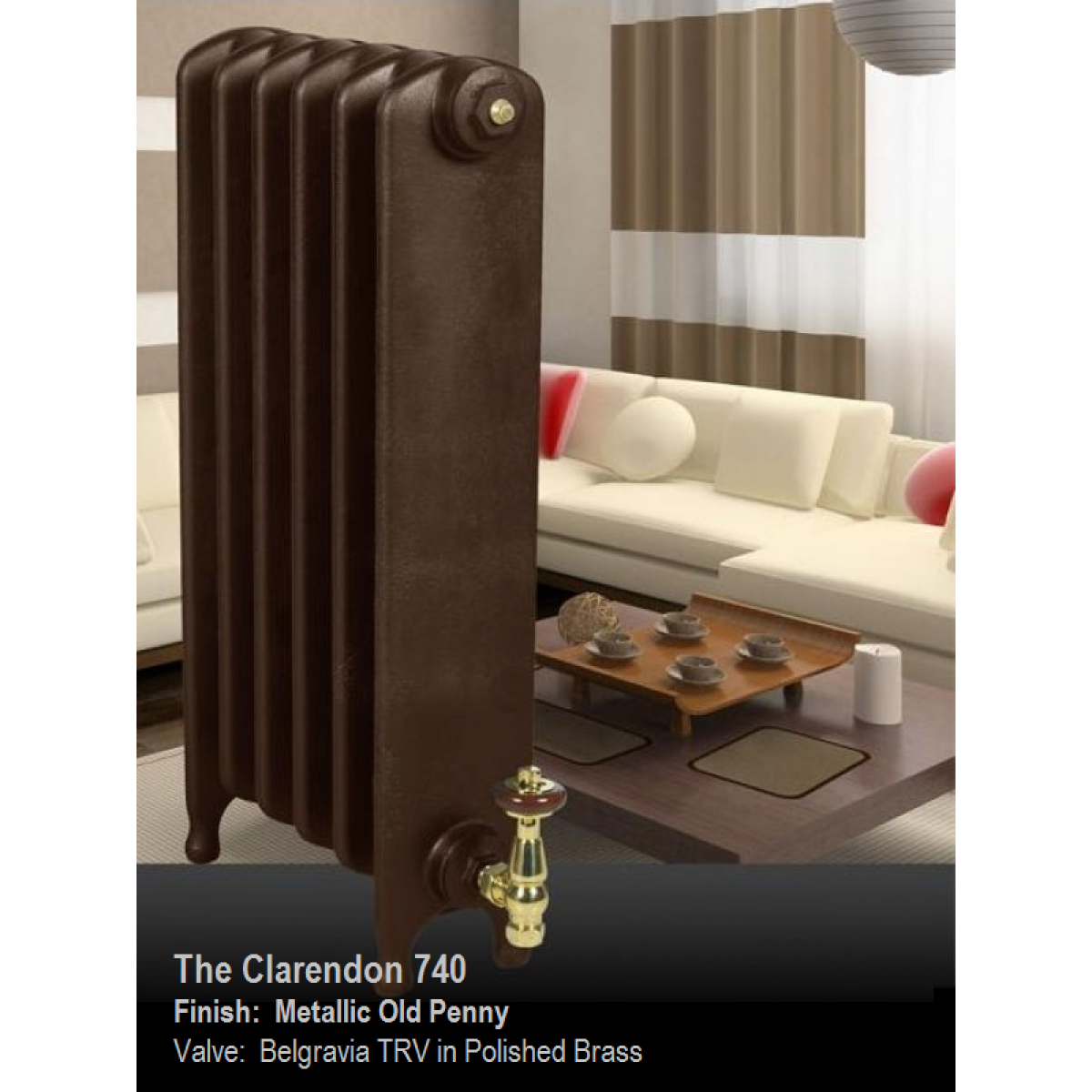 Clarendon 740 Cast Iron Radiator - 28 Sections, 740 x 1848mm