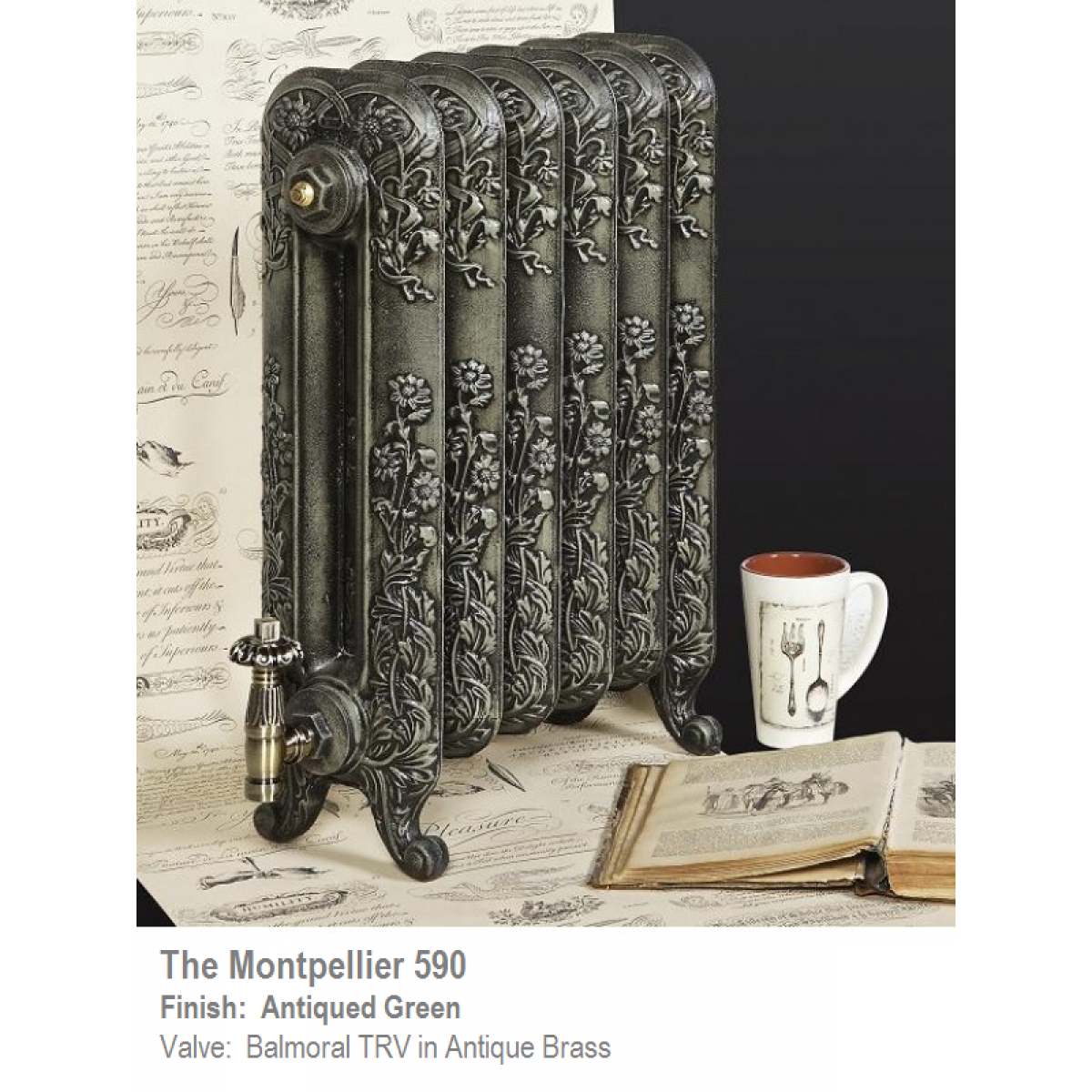 Montpellier 590 Cast Iron Radiator - 11 Sections, 590 x 822mm