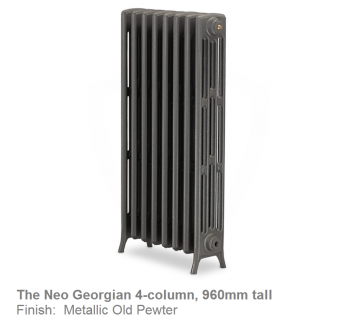 Neo Georgian 4-Column Cast Iron Radiator, 960 High, 3 Sections
