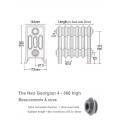 Neo Georgian 4-Column Cast Iron Radiator, 360mm High, 18 Sections Neo Georgian 4-Column Cast Iron Radiator, 360mm High, 18 Sections