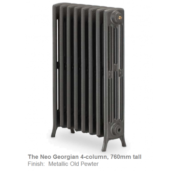 Neo Georgian 4-Column Cast Iron Radiator, 760 High, 23 Sections