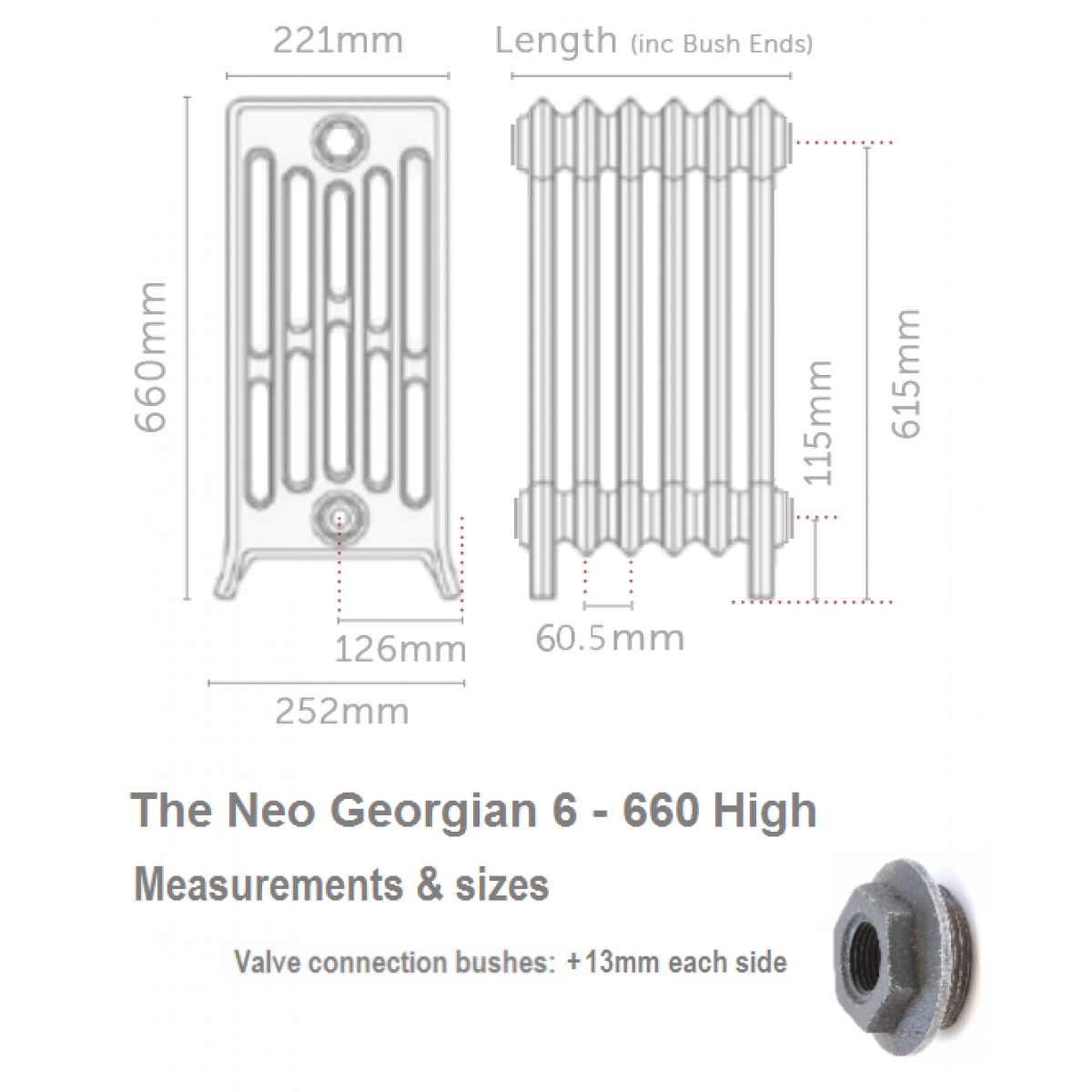 Neo Georgian 6-Column - 660mm High, 12 Sections