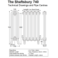 Shaftsbury Cast Iron Radiator 740mm High, 16 Sections