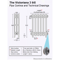 Victoriana 3 Cast Iron Radiator - 4 Section, 645H x 276mm Victoriana 3 Cast Iron Radiator - 4 Section, 645H x 276mm
