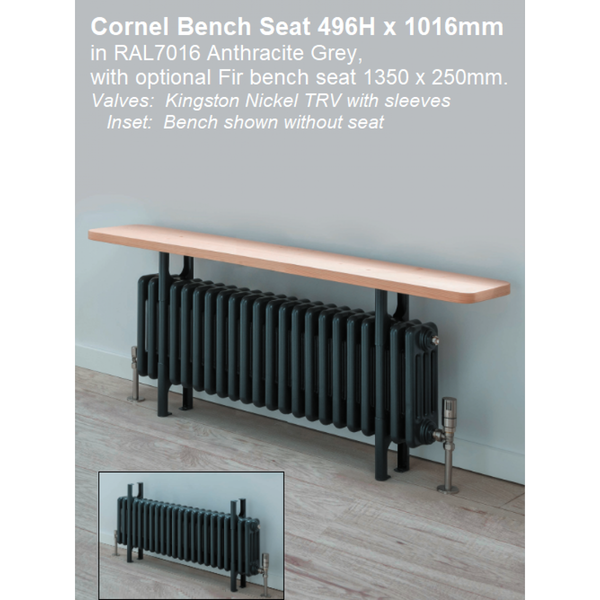 Cornel Bench Radiator 496 x 566 (12 Sections)