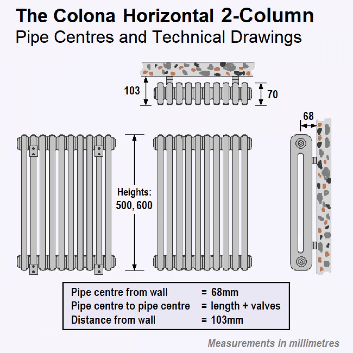 Colona 2-Column Radiator 500 x 605