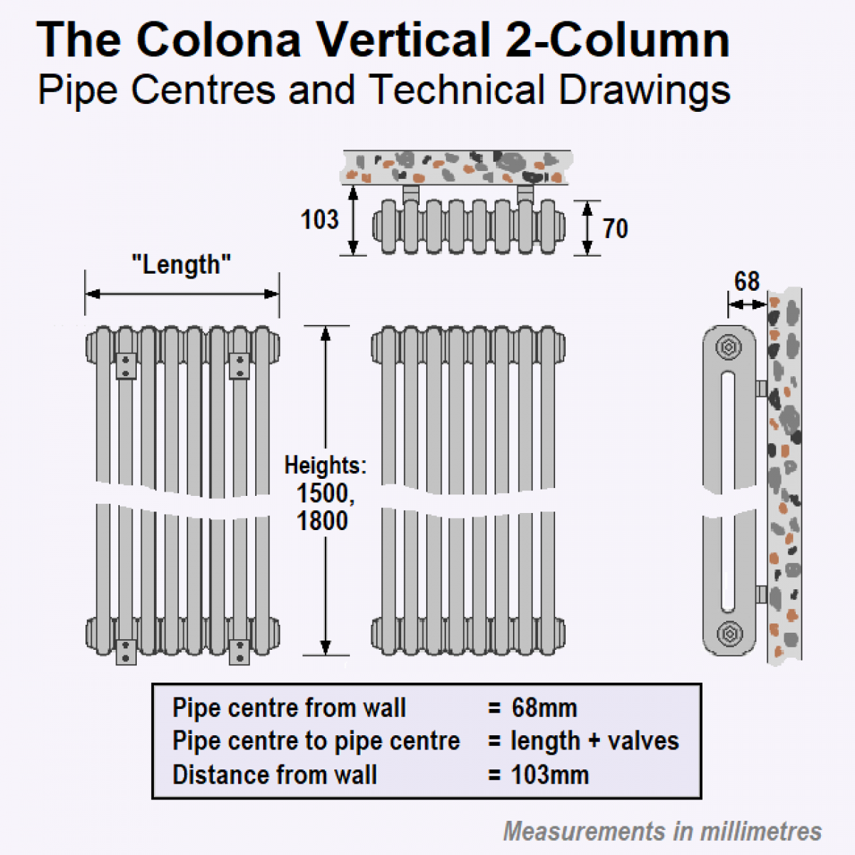 Colona 2-Column Radiator 1800 x 200