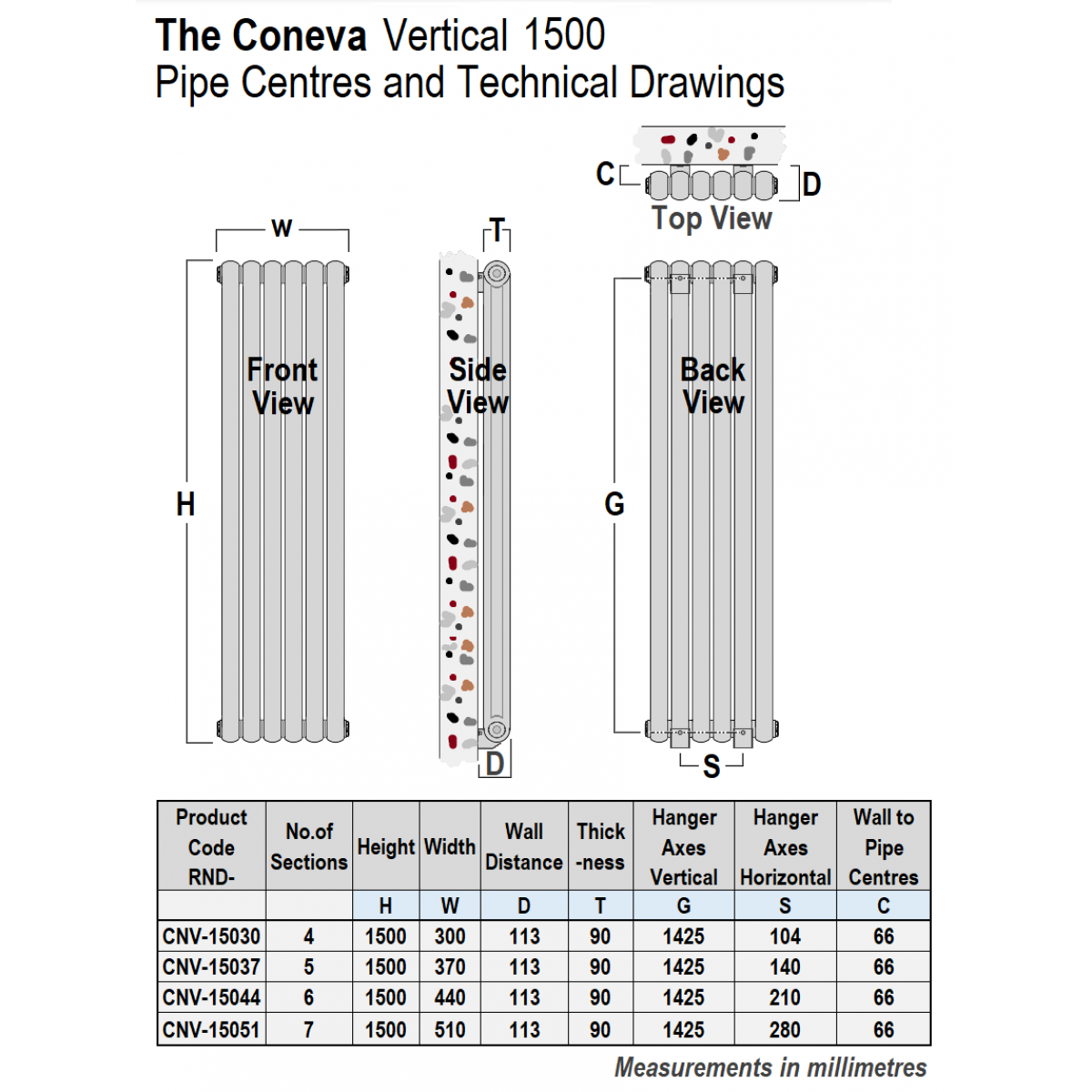 Coneva Vertical 1500 x 440