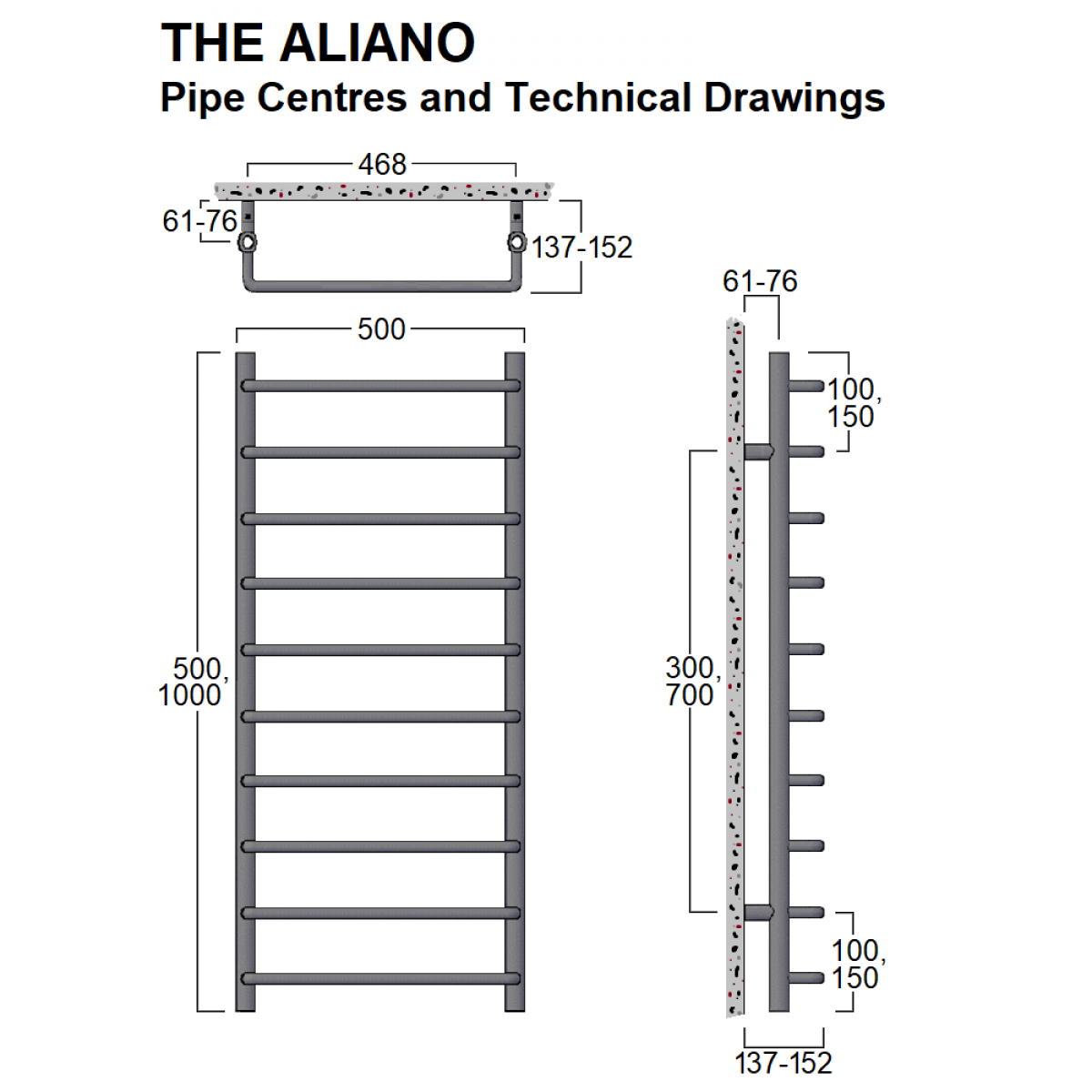 Aliano Towel Rail 500 x 500, Chrome