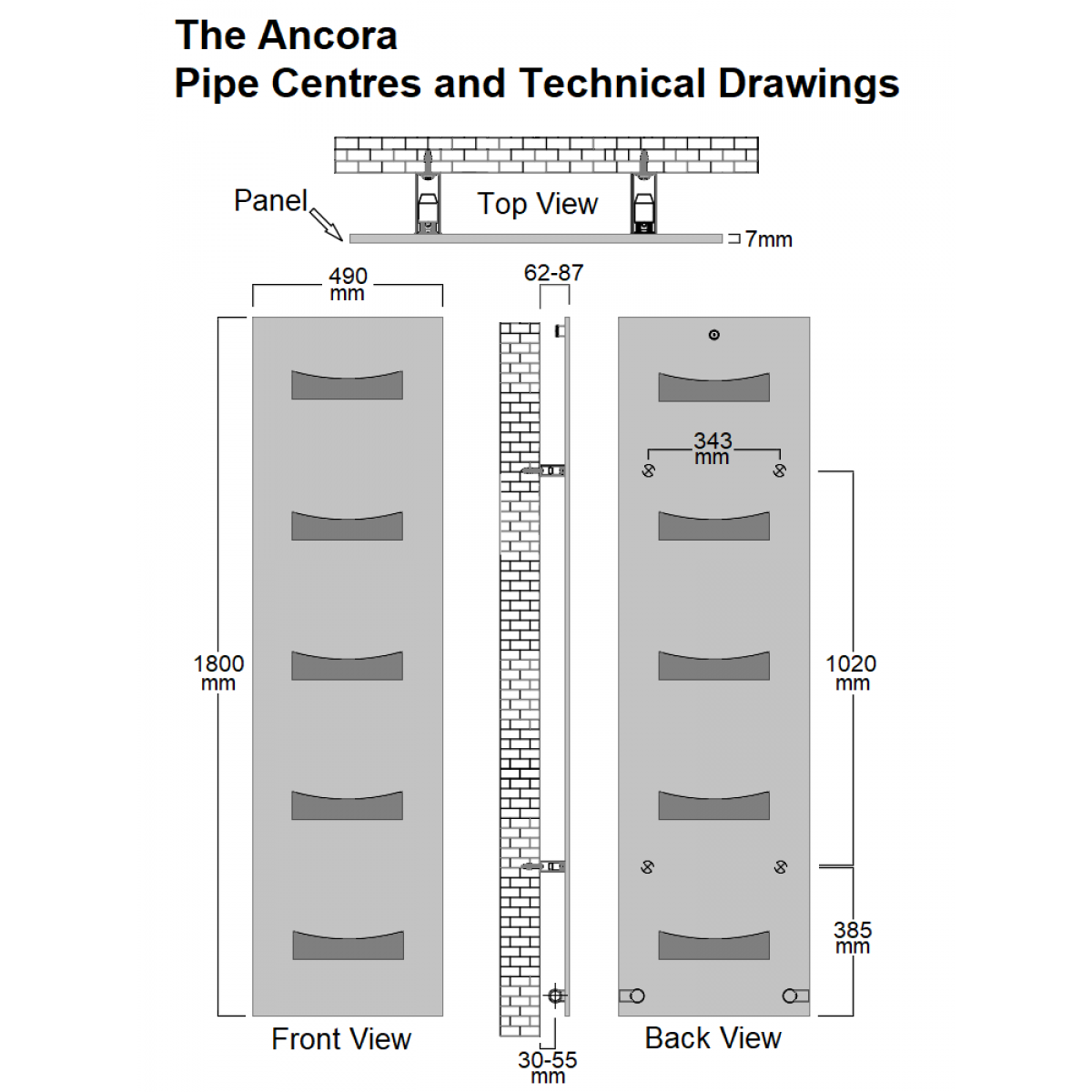 Ancora Designer Radiator 1800 x 490mm