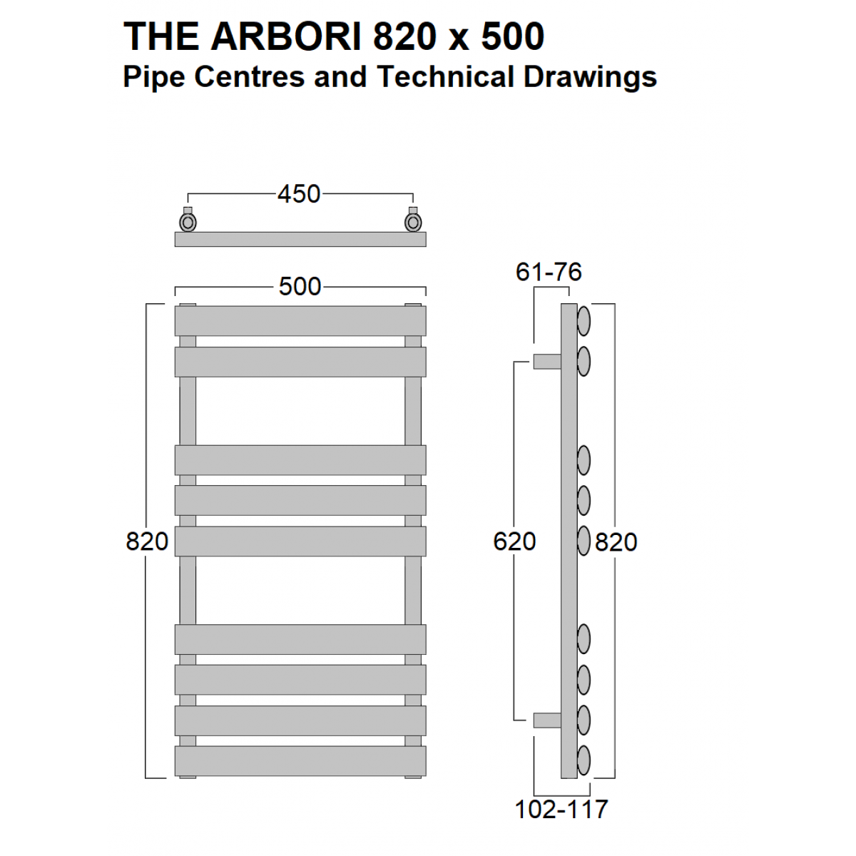 Arbori Towel Rail 820 x 500, Chrome