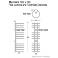 Claro Towel Radiator, 900 x 300 Claro Towel Radiator, 900 x 300