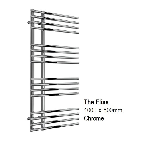 Elisa Towel Rail 1000 x 500, Chrome - Designer Towel Rails