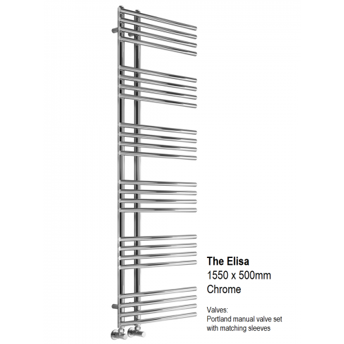 Elisa  Towel Rail 1550 x 500, Chrome - Designer Towel Rails