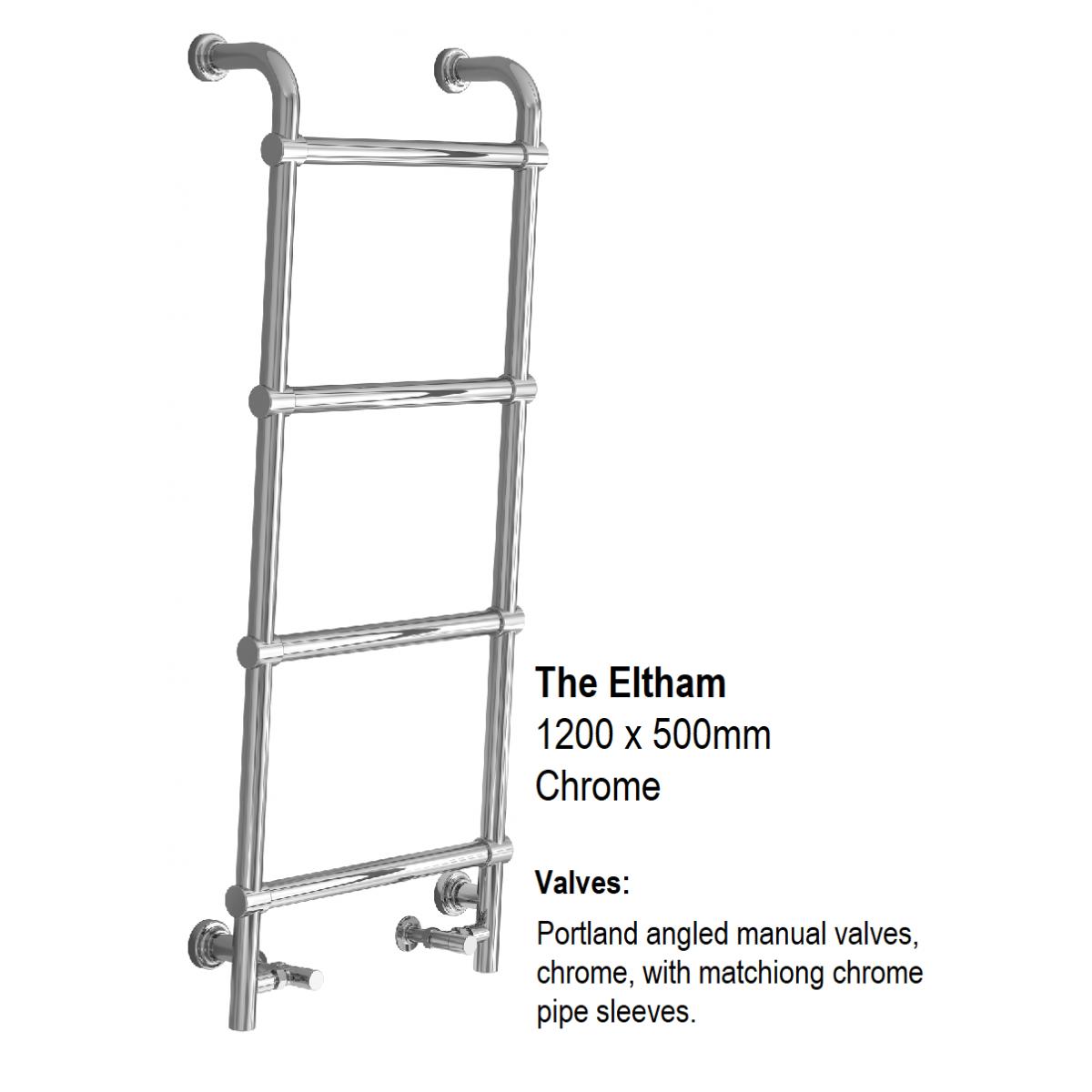 Eltham Towel Rail 1200 x 500, Chrome