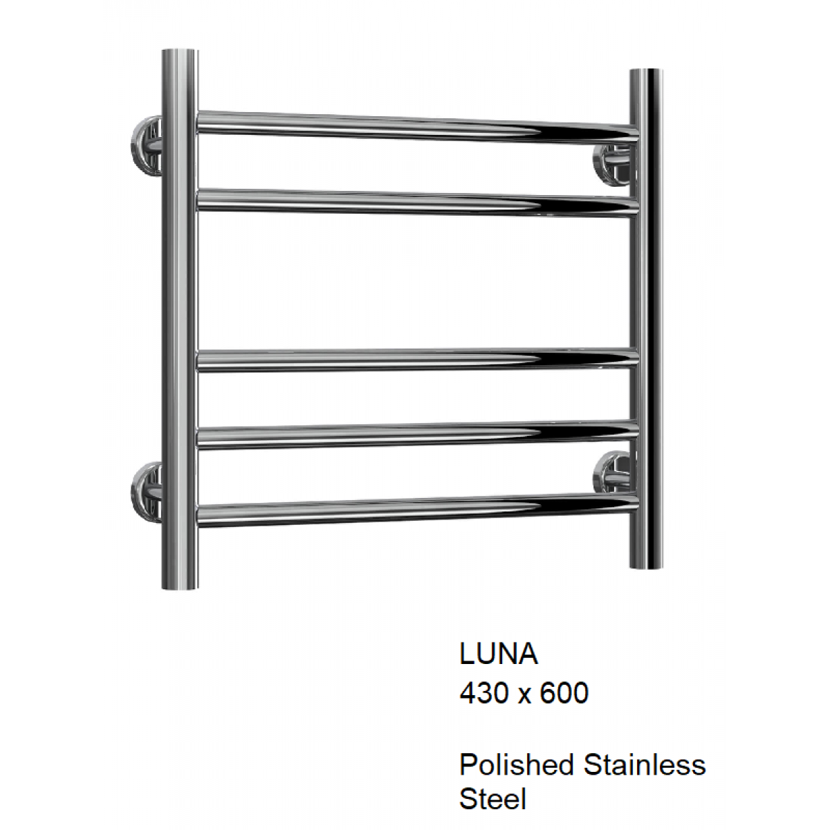 Reina Luna Flat Stainless Steel Towel Rail 430 x 600