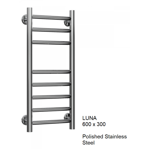 Reina Luna Flat Stainless Steel Towel Rail 600 x 300 - The Luna Flat
