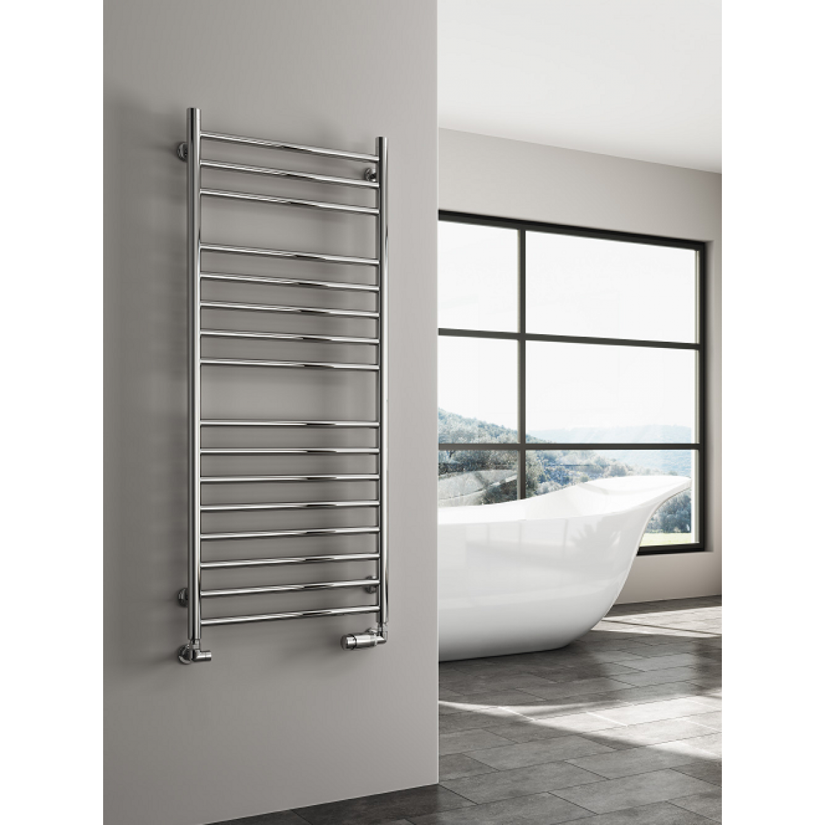 Reina Luna Flat Stainless Steel Towel Rail 600 x 300