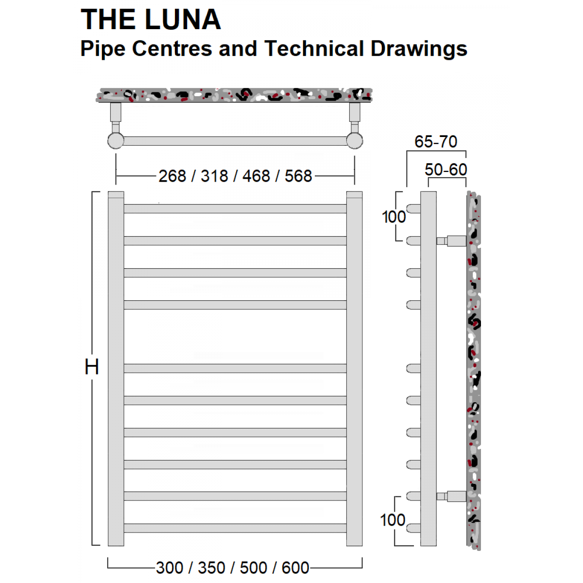 Reina Luna Flat Stainless Steel Towel Rail 600 x 300