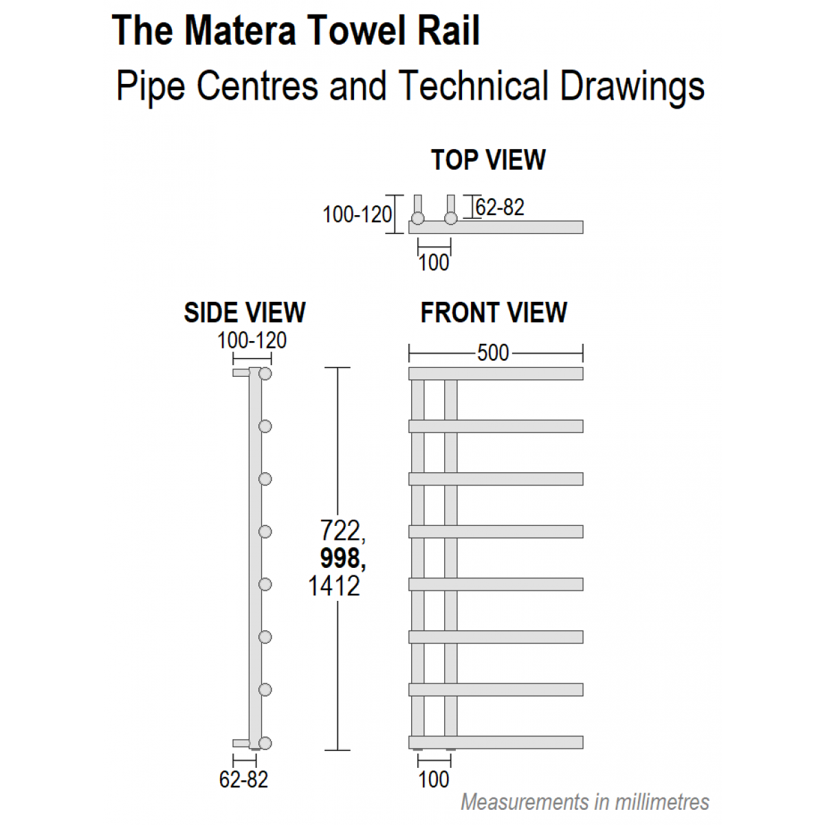 Matera  Towel Rail 772 x 500, Anthracite