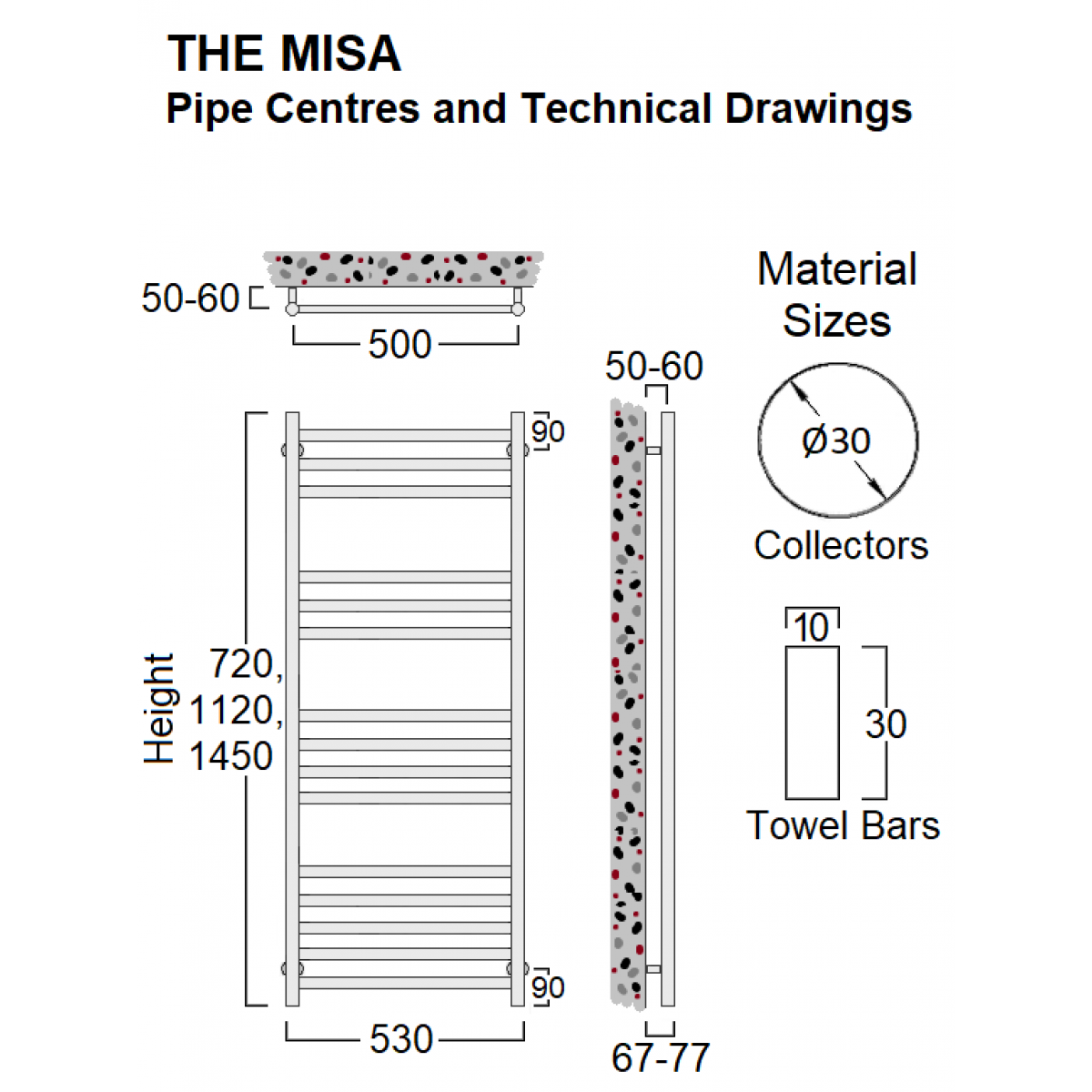 Misa Stainless Steel Towel Rail 720 x 530