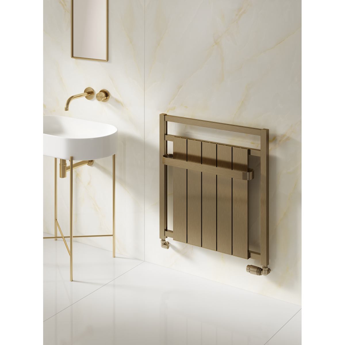 Newbury Aluminium Towel Radiator 705 x 675mm - Bronze Satin