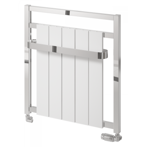 Newbury Aluminium Towel Radiator 705 x 675mm - Chrome & White - Towel Rails