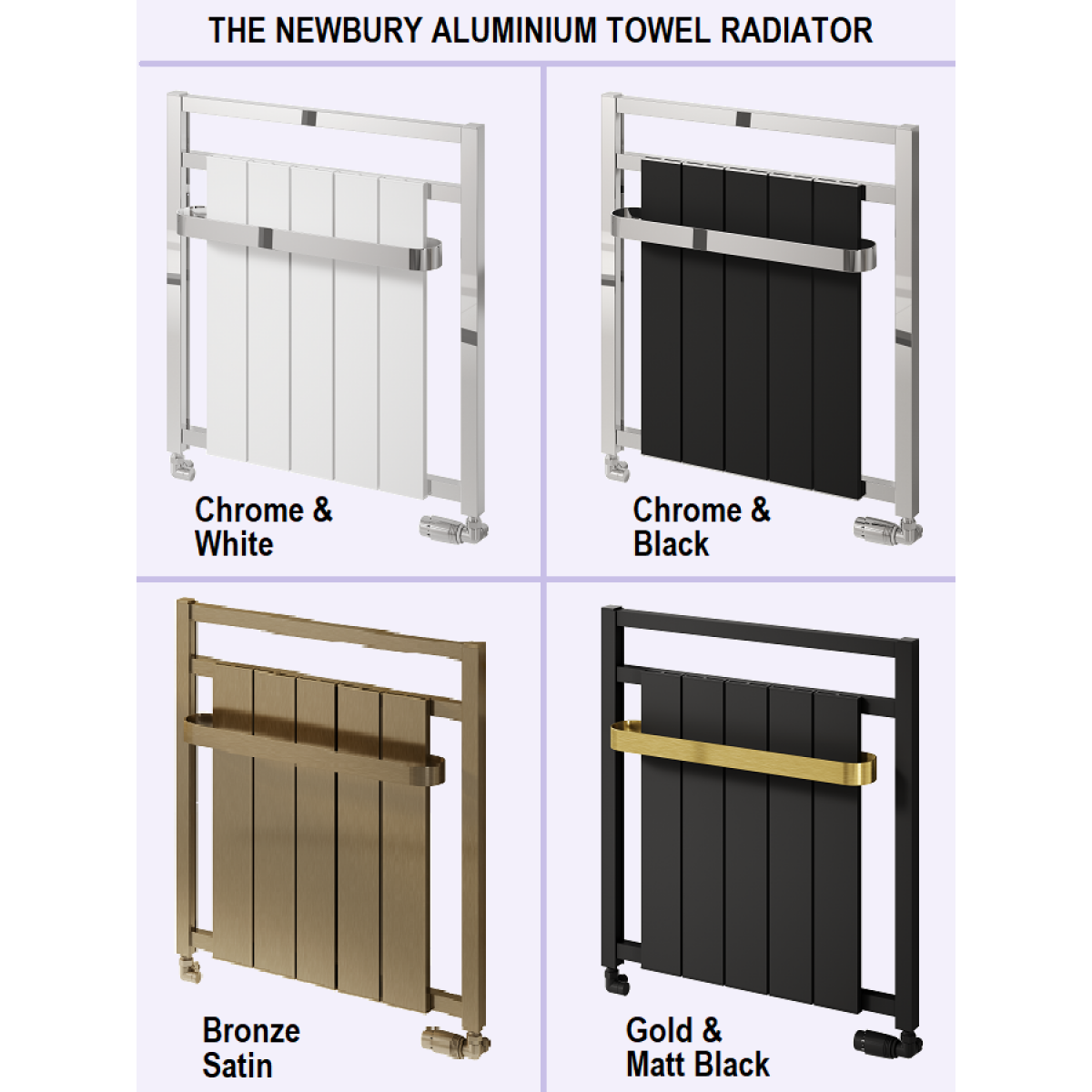 Newbury Aluminium Towel Radiator 705 x 675mm - Chrome & White