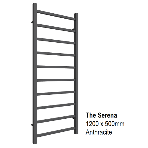 Serena Towel Rail 1200 x 500, Anthracite - The Serena