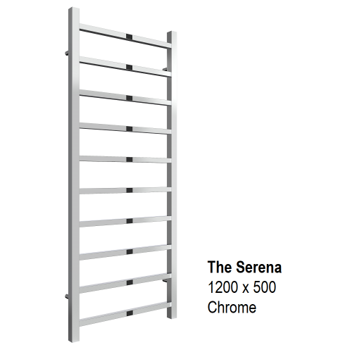 Serena Towel Rail 1200 x 500, Chrome - The Serena