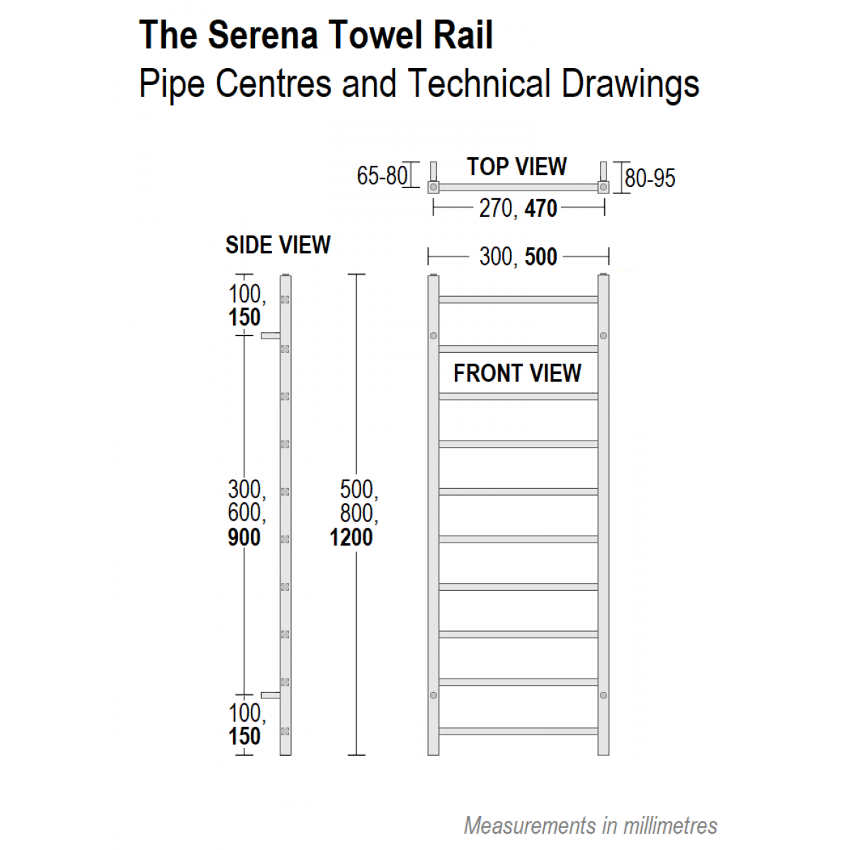 Serena Towel Rail 500 x 500, Chrome