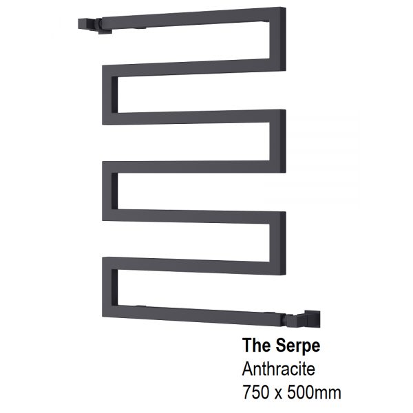 Serpe Towel Rail 750H x 500mm, Anthracite Serpe Towel Rail 750H x 500mm, Anthracite