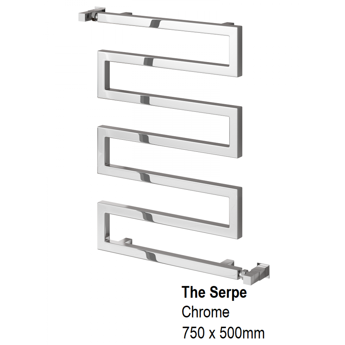Serpe Towel Rail 750H x 500mm, Chrome