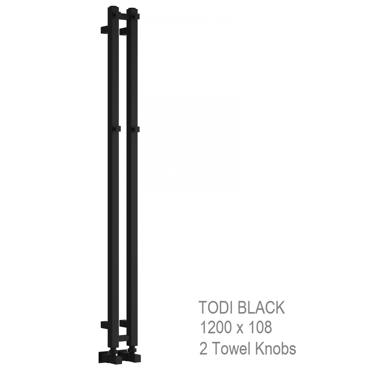 Reina Todi Black Towel Rail 1200 x 108mm