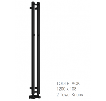 Reina Todi Black Towel Rail 1200 x 108mm