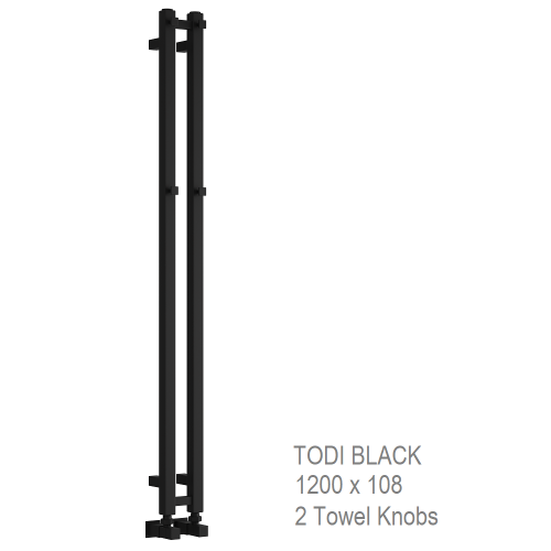 Reina Todi Black Towel Rail 1200 x 108mm - The Todi