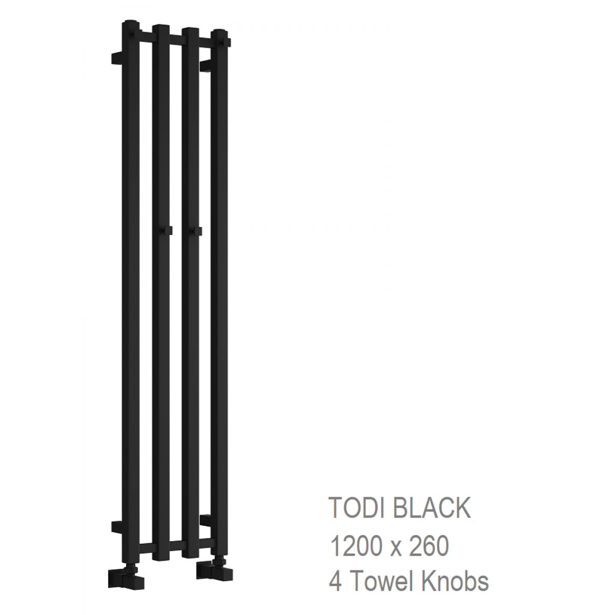 Reina Todi Black Towel Rail 1200 x 260mm