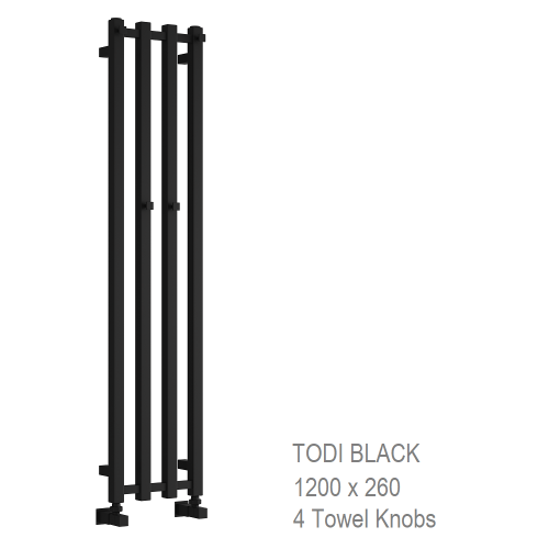 Reina Todi Black Towel Rail 1200 x 260mm - The Todi