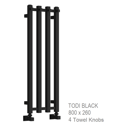 Reina Todi Black Towel Rail 800 x 260mm - The Todi