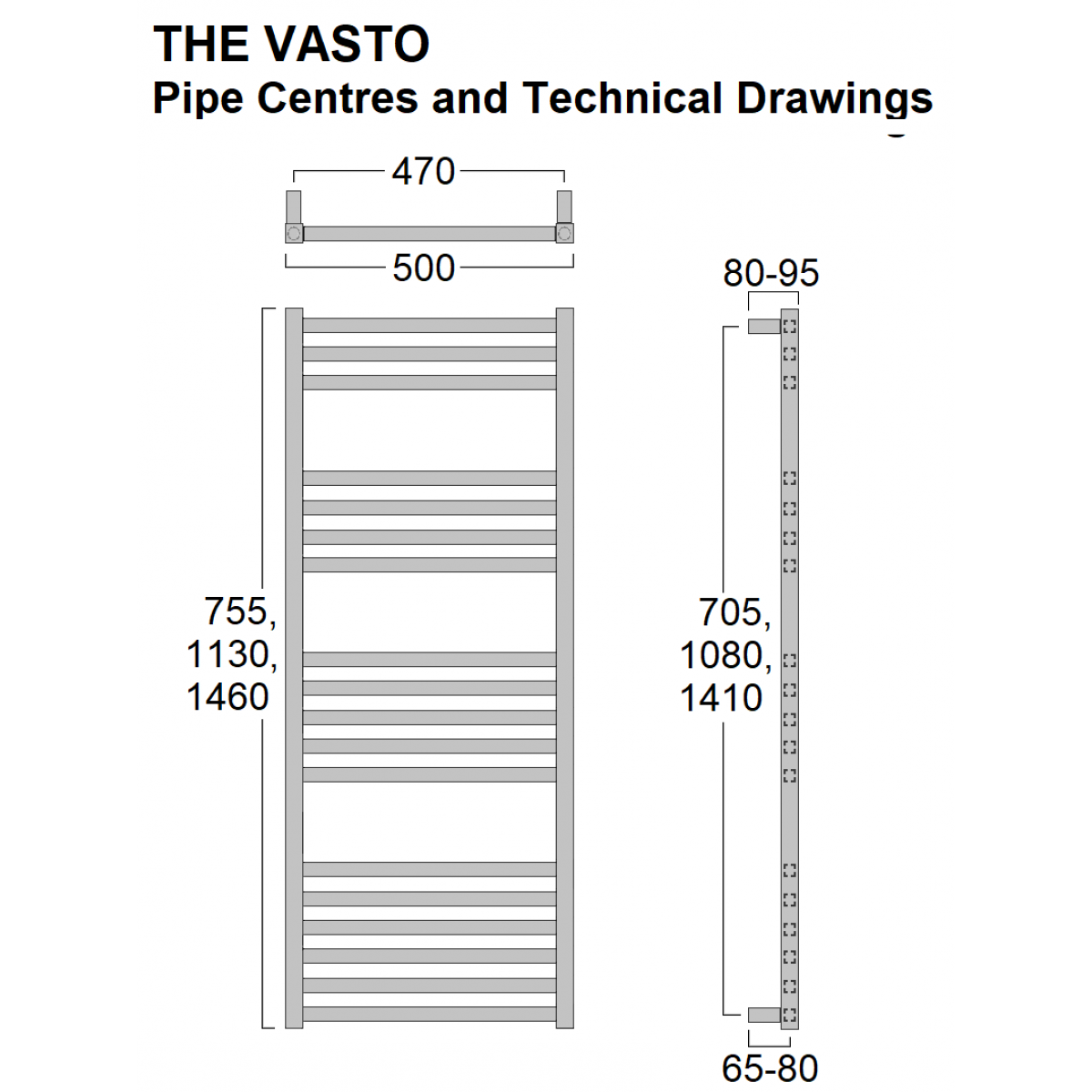 Vasto Towel Rail Chrome 755 x 500