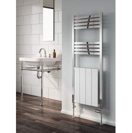York Chrome & White Towel radiator - 1200 x 485mm